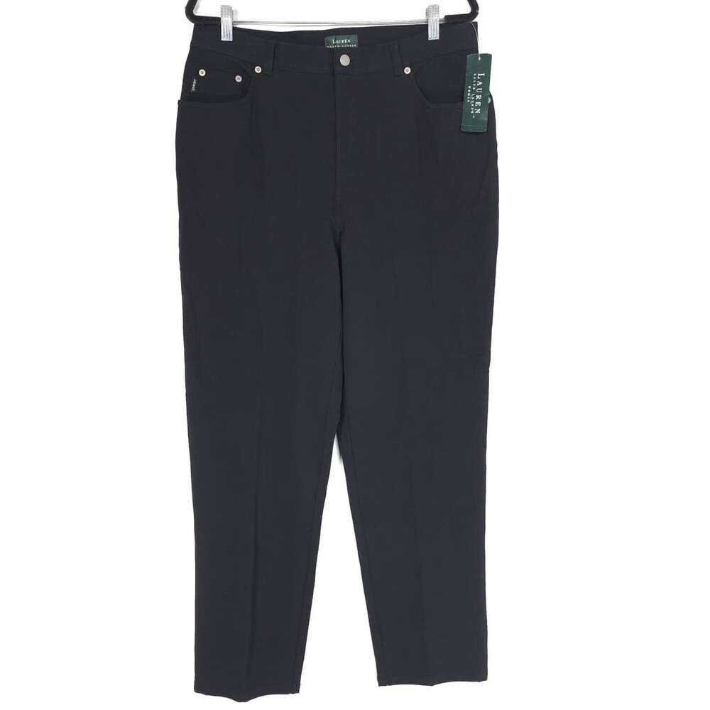 LAUREN RALPH LAUREN‎ New Scotland 900 Black Pants 14W Stretch Straight Leg 81675